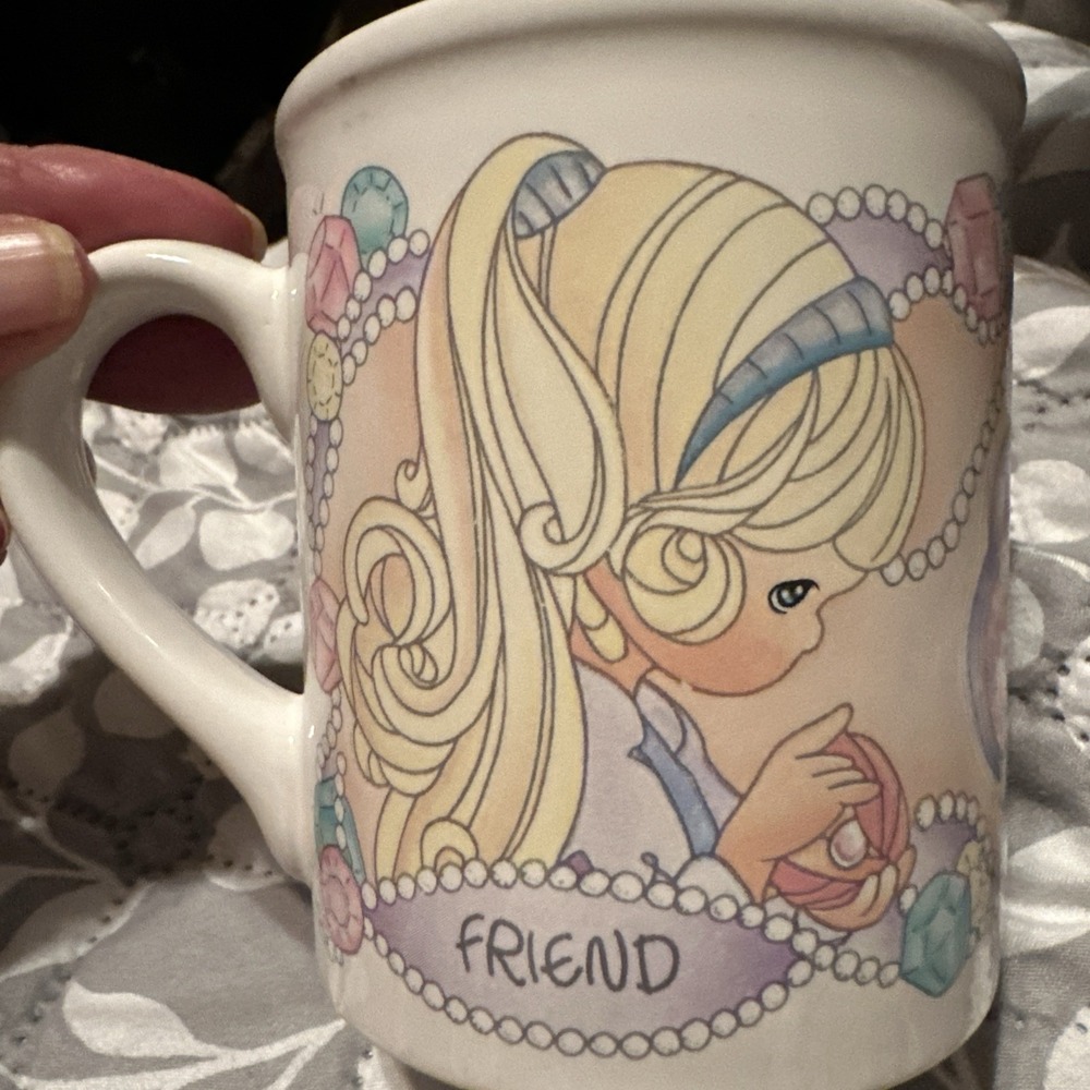 VTG Precious Moments Friend Coffee Mug Cup Enesco 1997 Jewels Girl